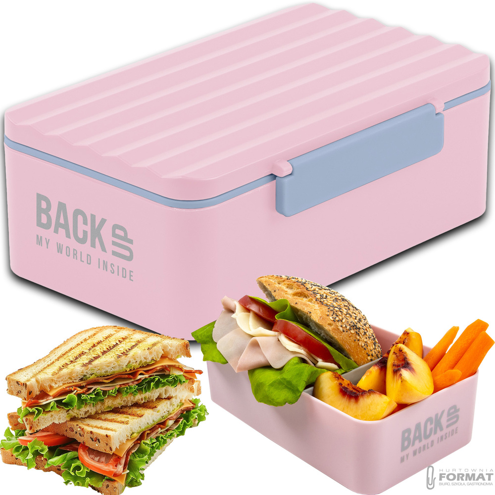 ŚNIADANIÓWKA LUNCHBOX WYJMOWANA PRZEGRODA 600ml RÓŻOWA EKO BEZ BPA 1