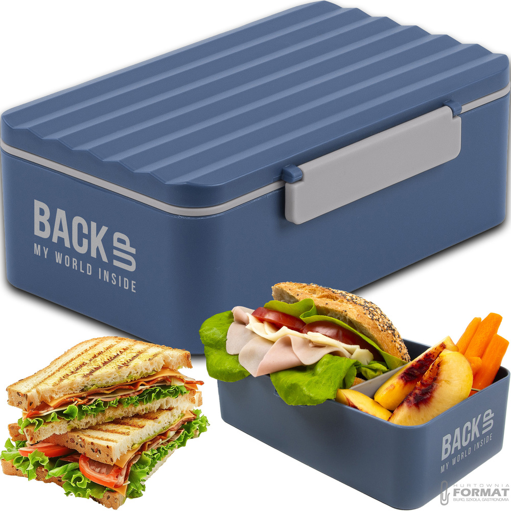 ŚNIADANIÓWKA LUNCHBOX WYJMOWANA PRZEGRODA 600ml GRANATOWA EKO BEZ BPA 1
