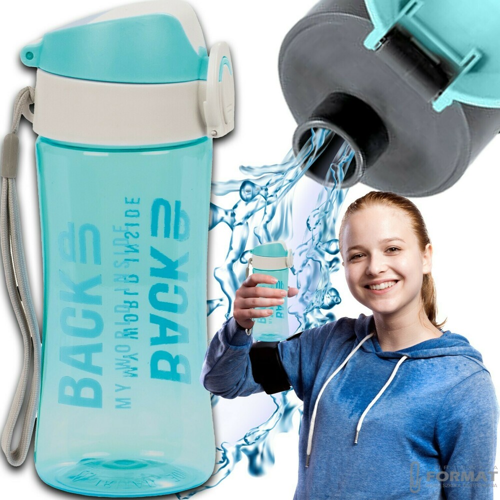 BIDON BUTELKA NA WODĘ BACKUP Z NIETOKSYCZNY TRITAN 400ml BPA FREE TURKUSOWY 1