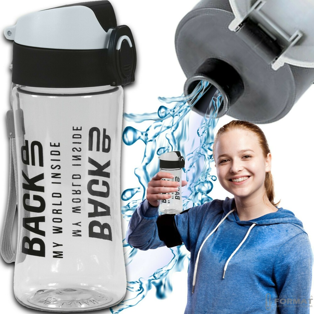 BIDON BUTELKA NA WODĘ BACKUP Z NIETOKSYCZNEGO TRITANU 400ml BPA FREE SZARY 1