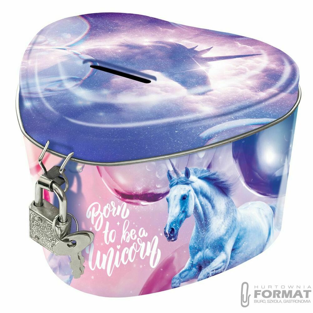 Skarbonka z kłódką SERCE UNICORN Jednorożec 1