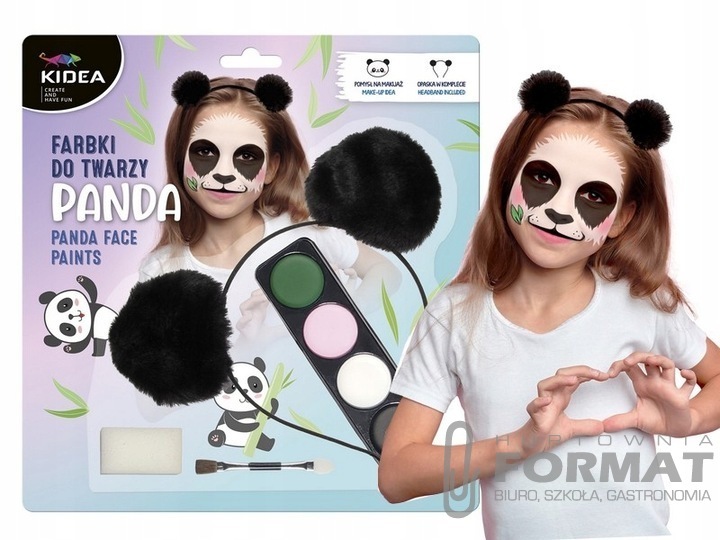 Farbki do twarzy zestaw z opaską Panda KIDEA 1