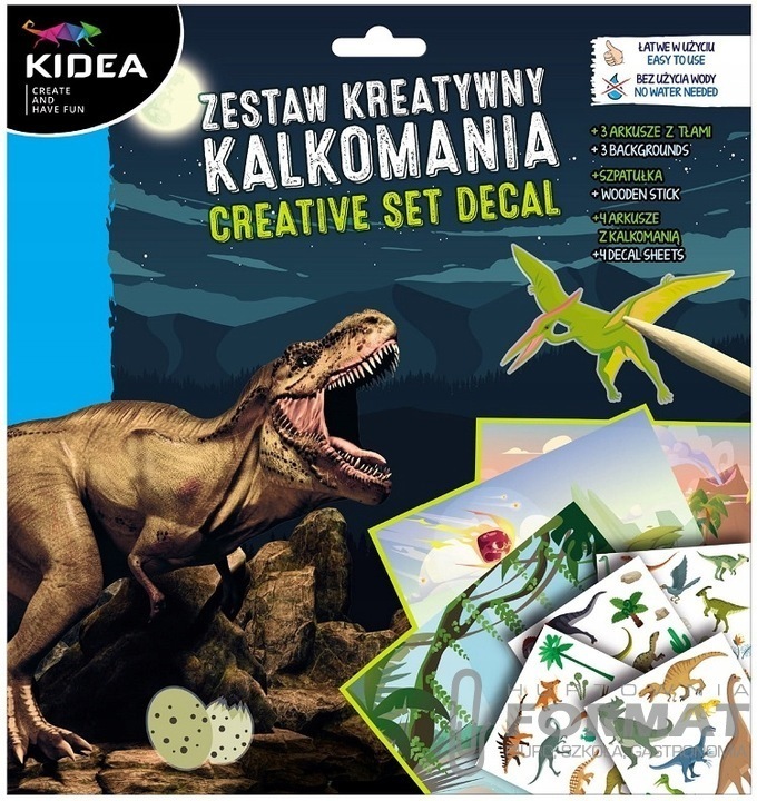 Zestaw kreatywny KALKOMANIA Dinozaury KIDEA 1