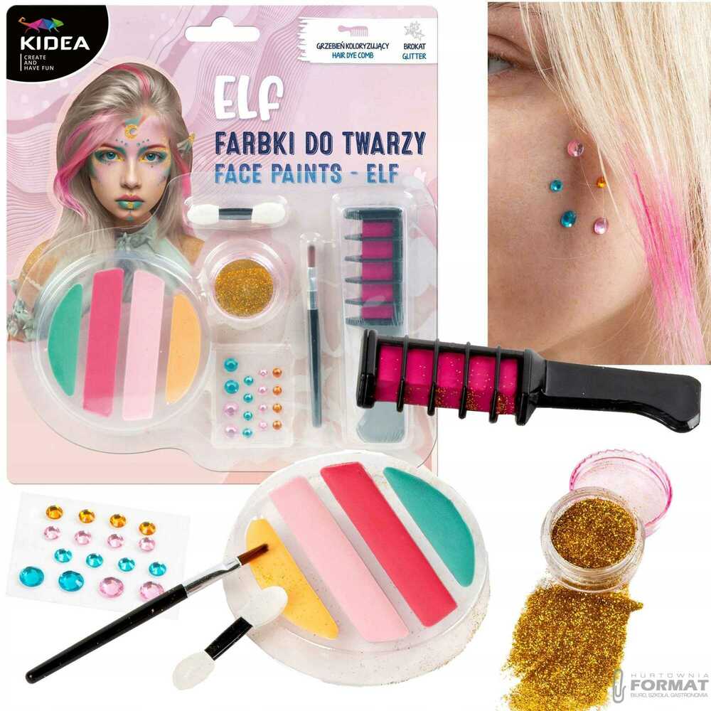 Farby do twarzy 4 kolory z akcesoriami Elf KIDEA 1