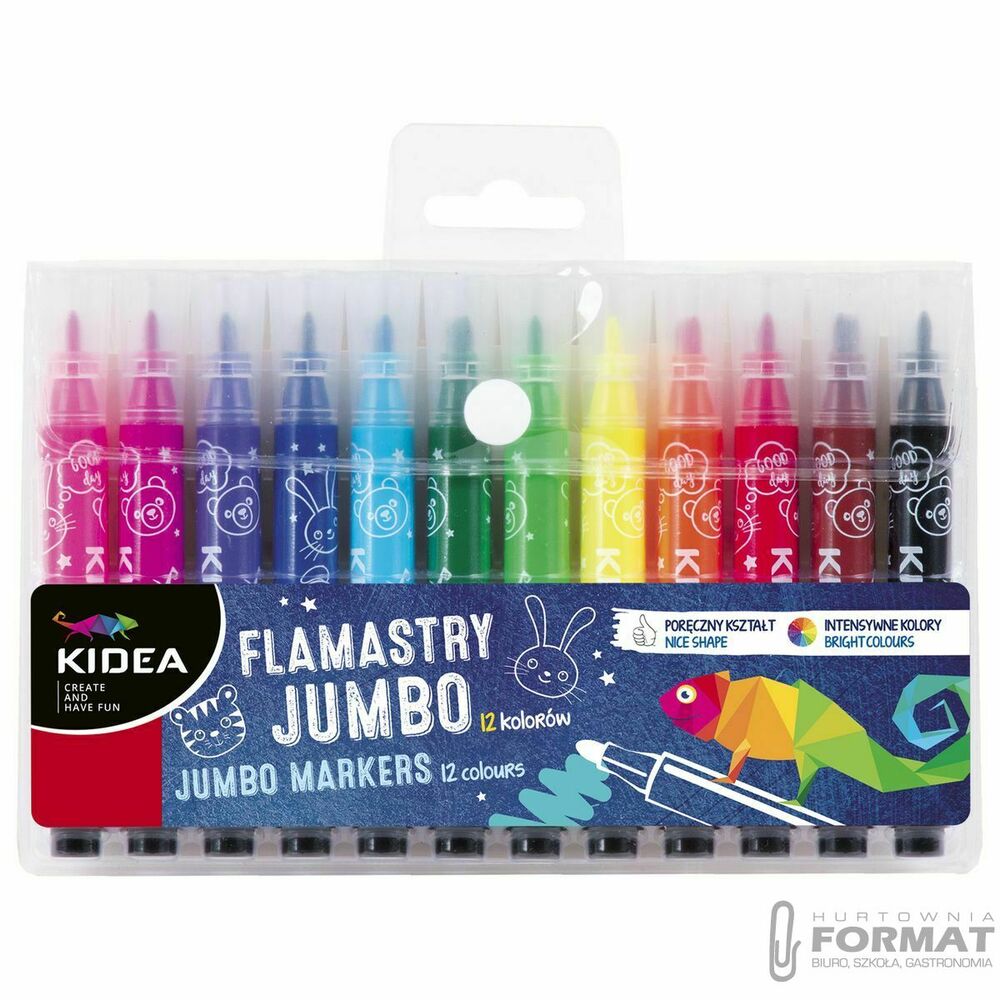 Derform Flamastry Jumbo Kidea 12 kolorów 1