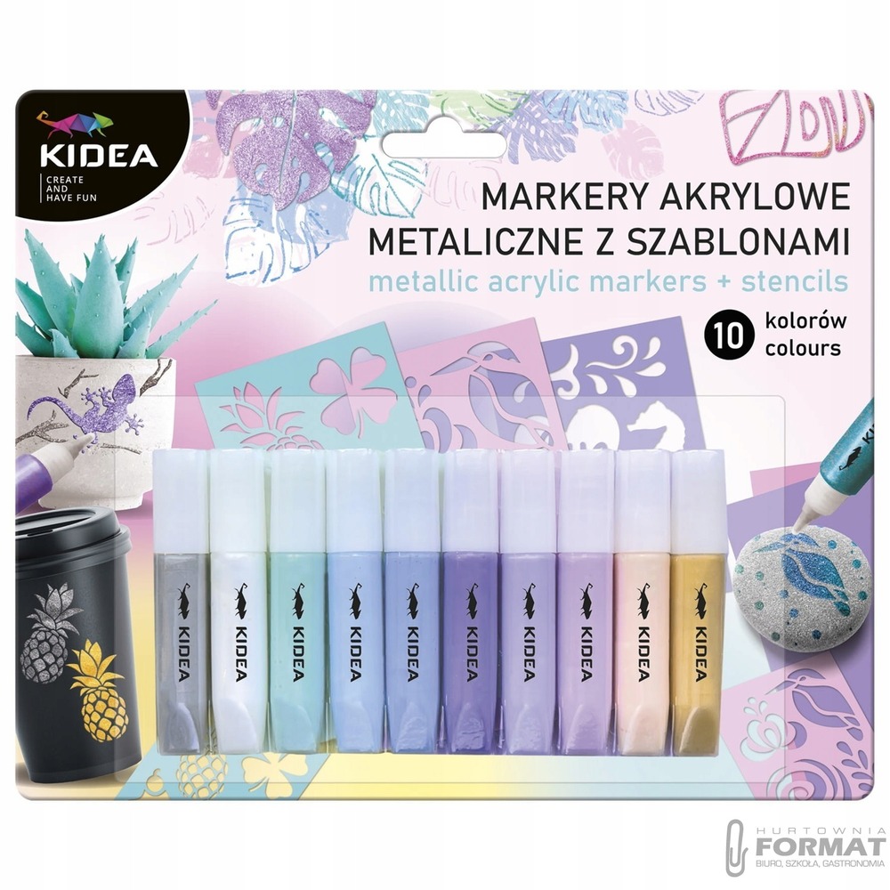 Derform Markery akrylowe metaliczne 10 kolorów 1