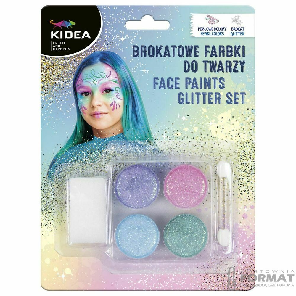 Derform Farby do twarzy brokatowe Kidea 4 kolory 1