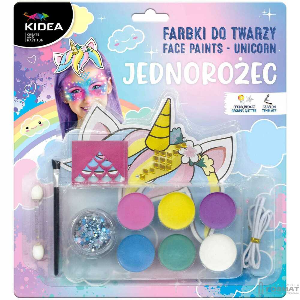 Derform Farby do twarzy Jednorożec Kidea 6 kolorów 1