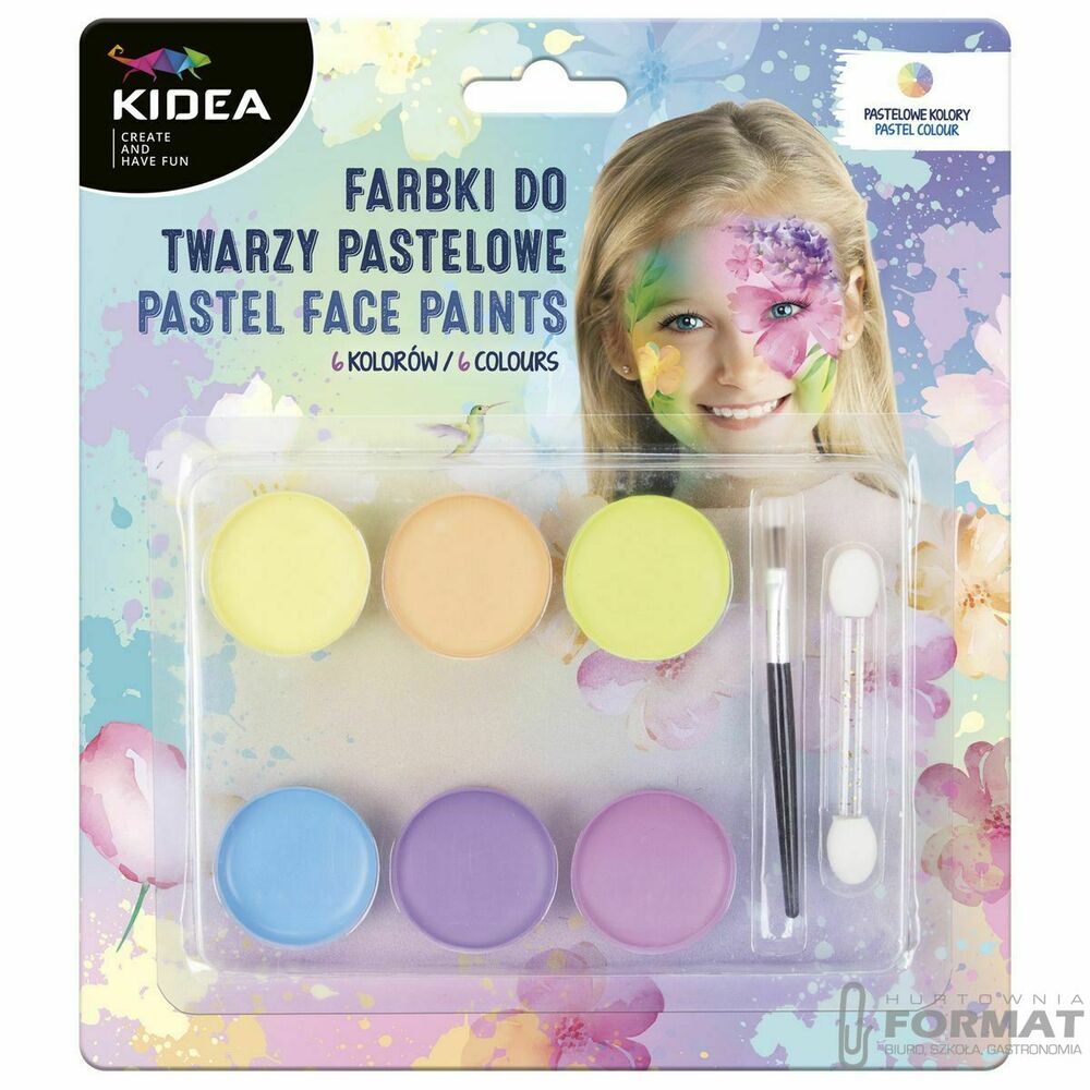 Farba do malowania twarzy Derform kidea Pastel 6 kolor. (FDTP6KA) 1