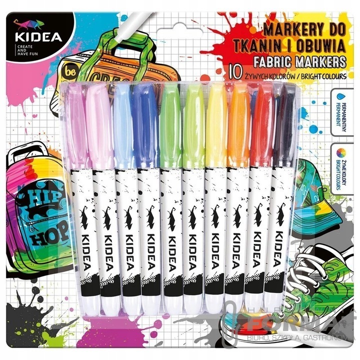 Derform Markery do tkanin, obuwia Kidea 10 kolorów 1
