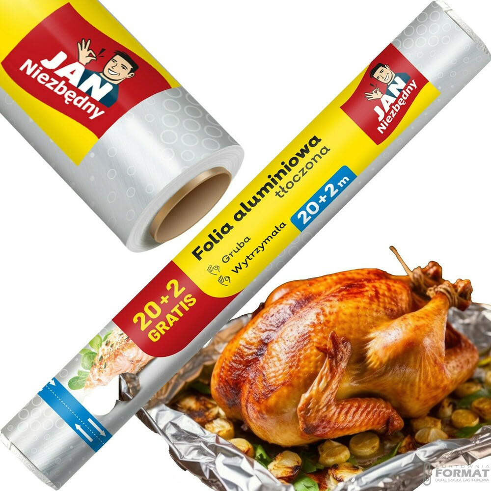 FOLIA ALUMINIOWA SPOŻYWCZA JAN NIEZBĘDNY 20+2m GASTRONOMICZNA GRUBA MOCNA 1