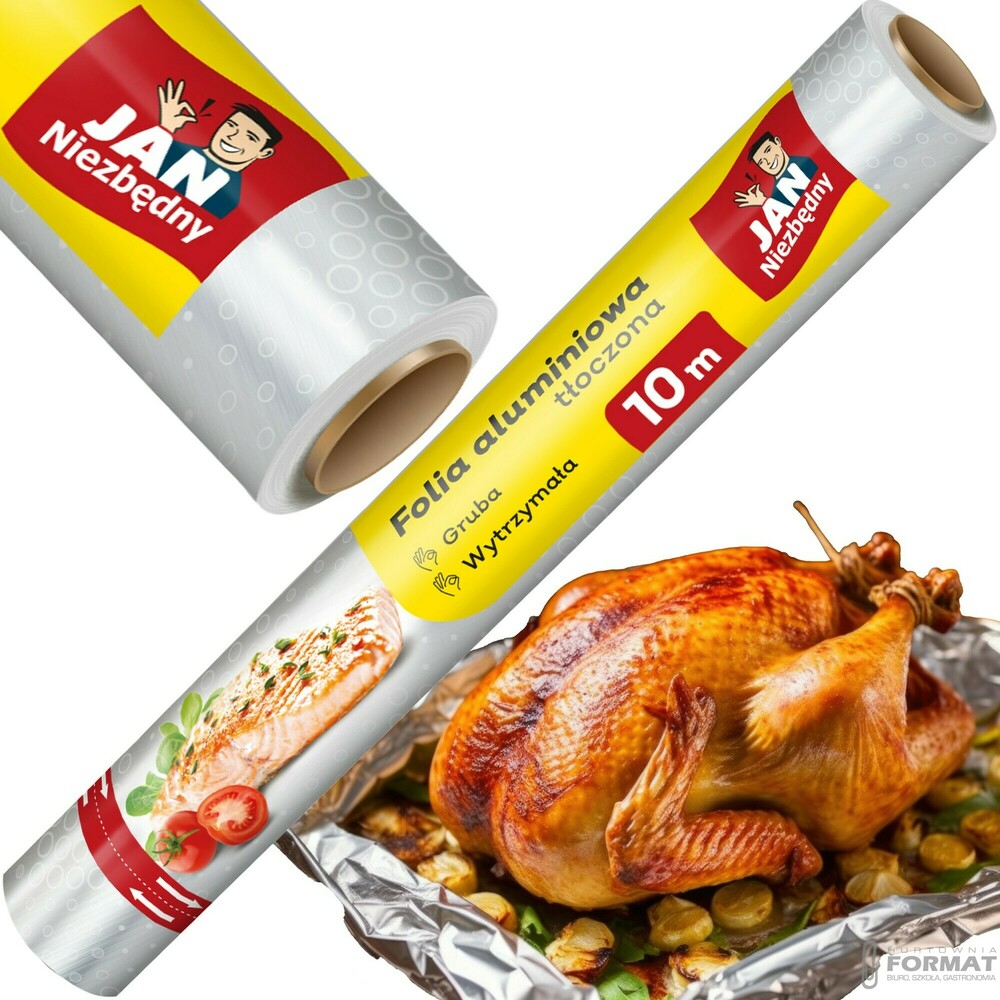 FOLIA ALUMINIOWA SPOŻYWCZA JAN NIEZBĘDNY 10m GASTRONOMICZNA GRUBA MOCNA 1