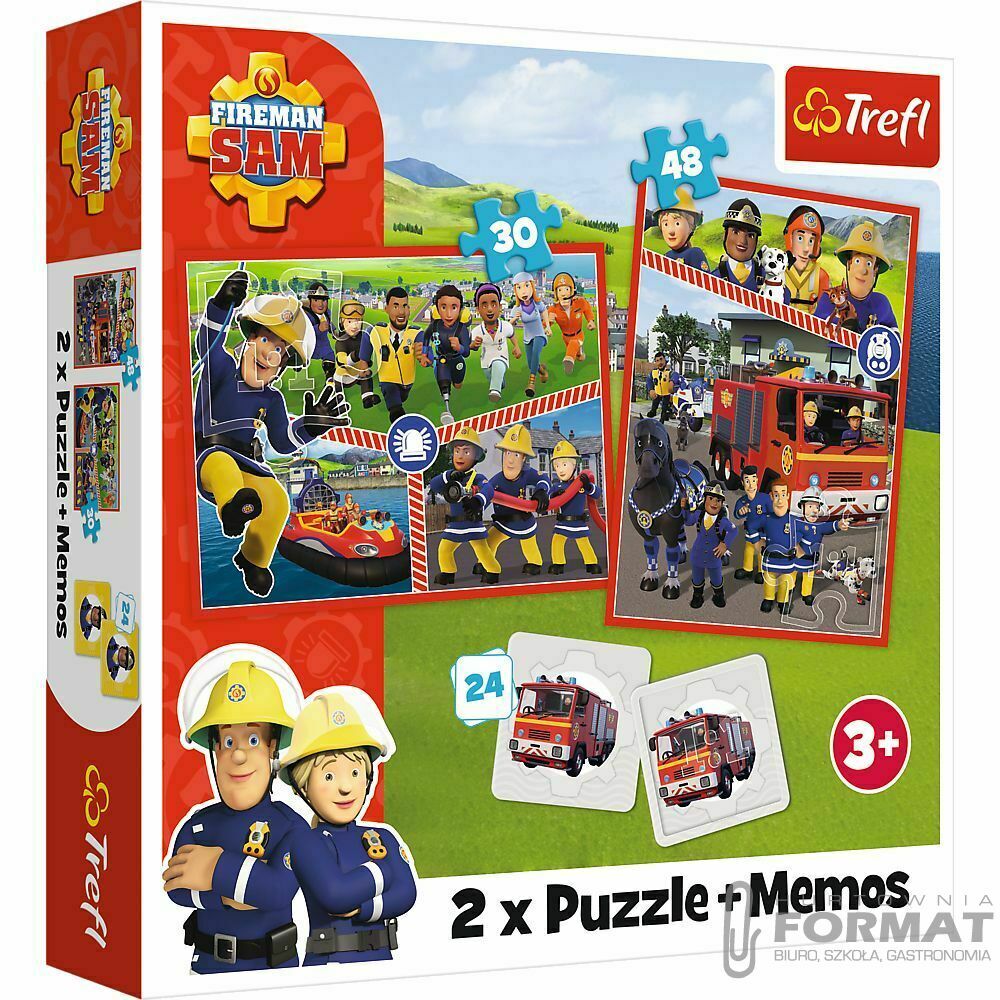 Puzzle 2w1 + memos Drużyna Strażaka Sama 93334 Tre 1