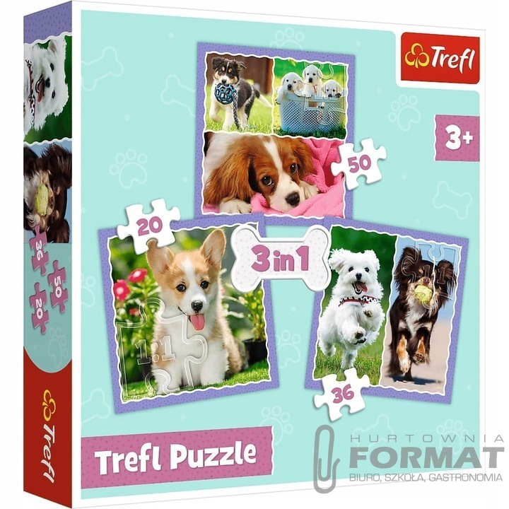 Puzzle 3w1 Urocze pieski 34854 Trefl 1