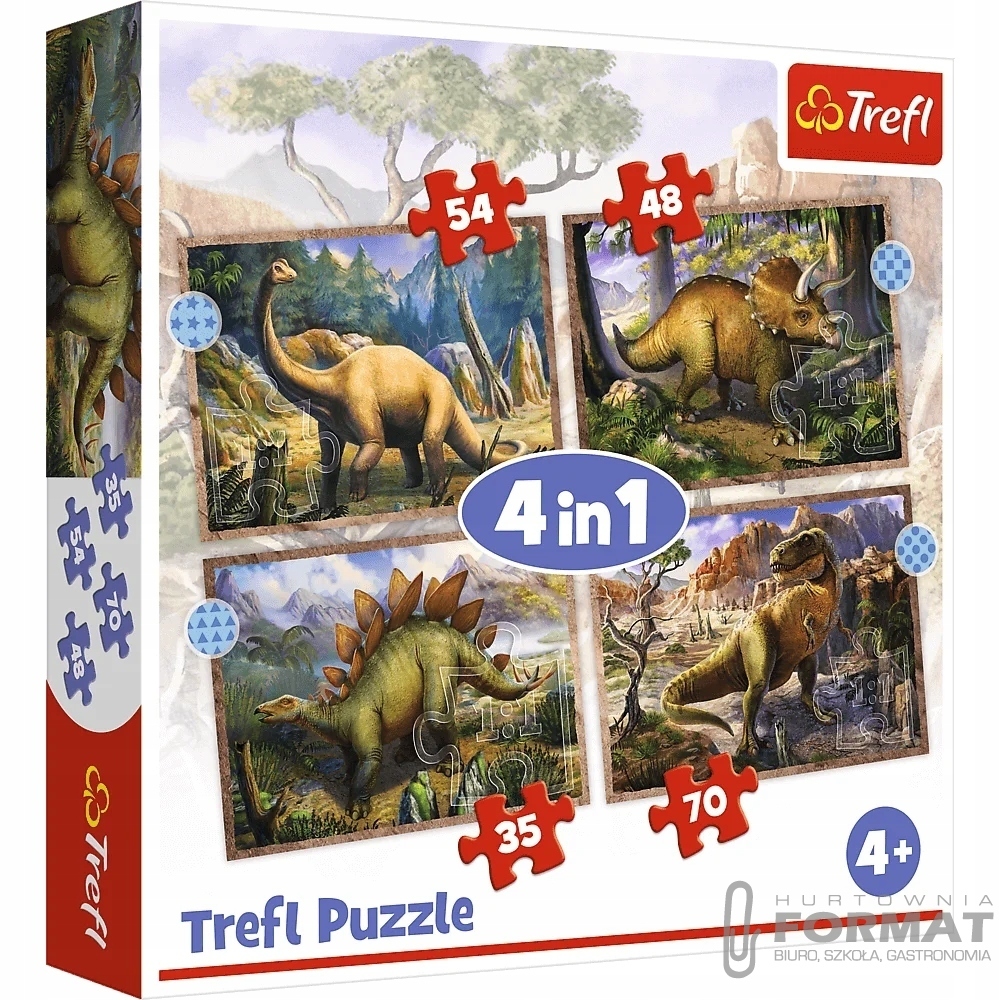 Puzzle 4w1 Ciekawe dinozaury 34383 Trefl 1