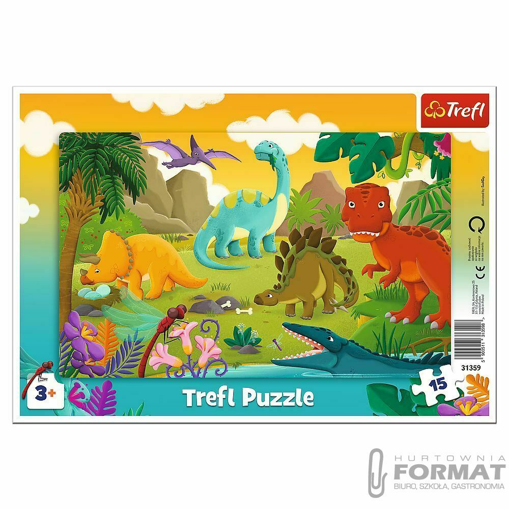 Puzzle ramkowe 15 el. Dinozaury Trefl 31359 1