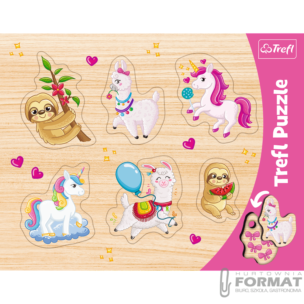 Puzzle ramkowe - jednorożec lamy leniwce Trefl 1