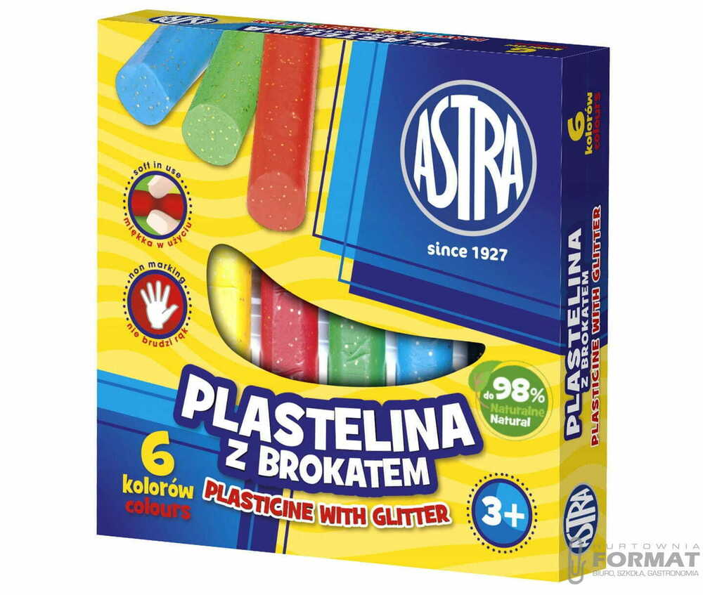 Plastelina z brokatem ASTRA 6 kolorów 1