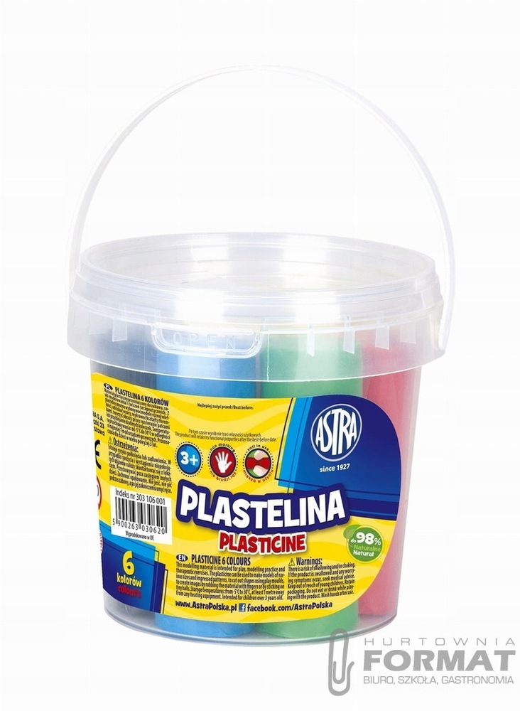 Plastelina w wiaderku ASTRA 6 kolorów 1