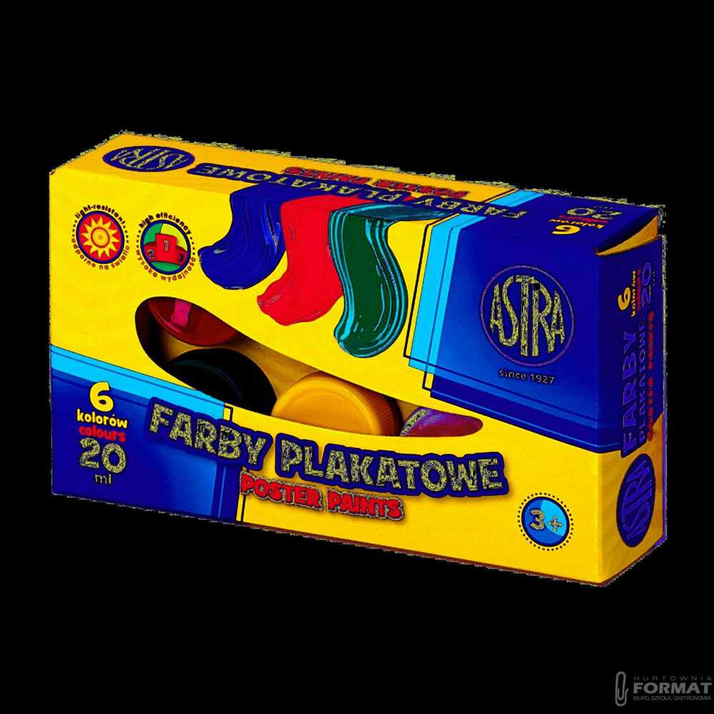Farby plakatowe Astra 6 kolorów 20 ml 1