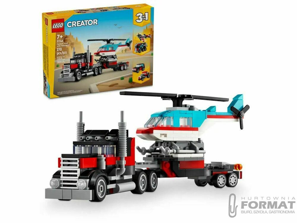 LEGO 31146 CREATOR Ciężarówka z platformą i heliko 1