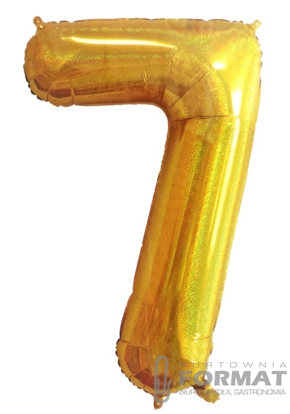 Balon foliowy Cyfra 7 Złoty hologra. 40"/102 cm 1
