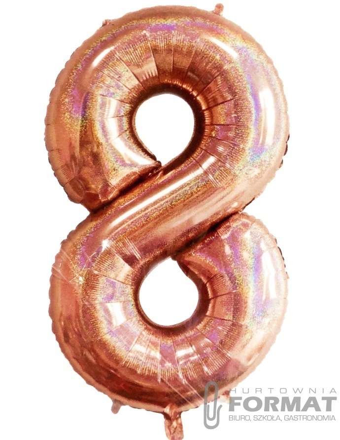 Balon foliowy Cyfra 8 Rose Gold hologra. 40"/102cm 1