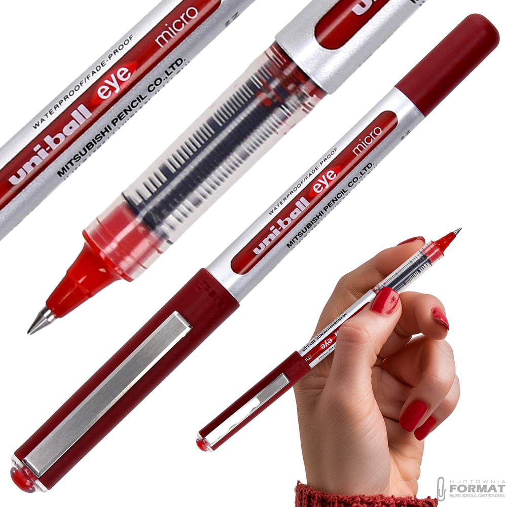 PIÓRO KULKOWE UNI-BALL EYE UB-150 CZERWONY WODOODPRORNY TUSZ PIGMENTOWY 1