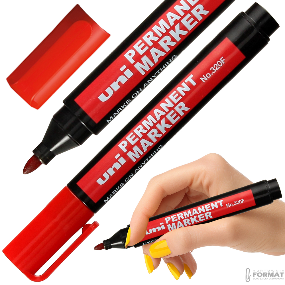 MARKER PERMANENTNY UNI 320F OKRĄGŁY CZERWONY 1