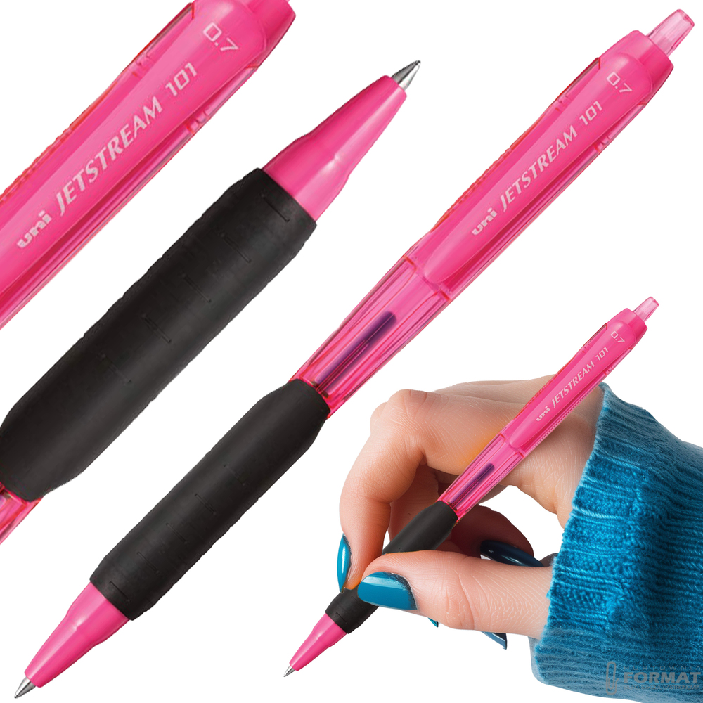 DŁUGOPIS UNI JETSTREAM SXN-101 CIEMNO RÓŻOWY/BABYPINK NIEBIESKI WKŁAD 1