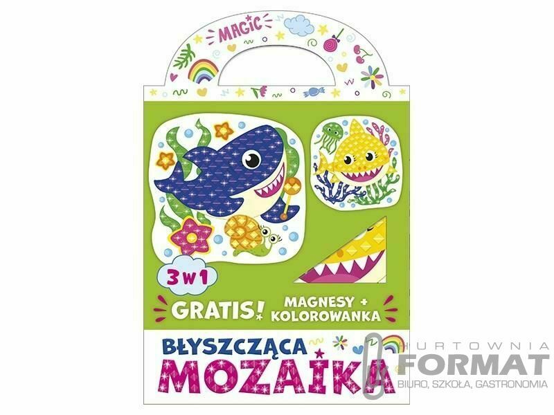 BŁYSZCZĄCA MOZAIKA 3w1 - KOLOROWE REKINY + gratis 1
