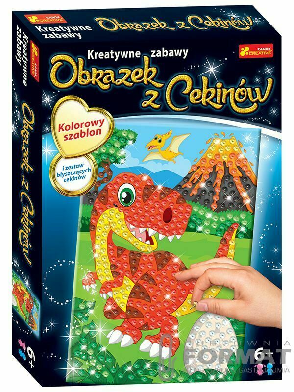 Cekinowy obrazek. Dinozaur Trex 1