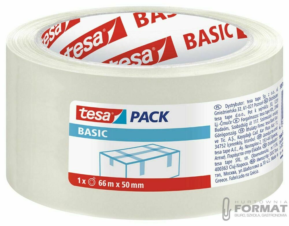 Taśma pakowa Tesa Basic 50x66 [mm x m] przezroczysta (58570-00000-00) 1
