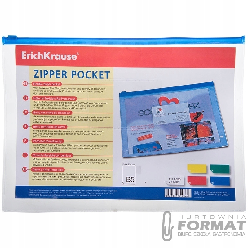 Koszulka teczka ZIPPER B5 PVC 288x210 mm ErichKrau 1
