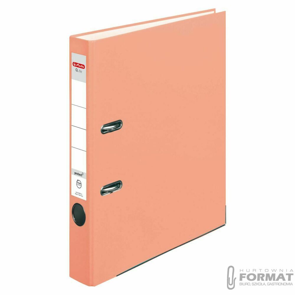 Segregator dźwigniowy Herlitz 50028498 Q.file protect A4 50mm łososiowy (300005712) 1