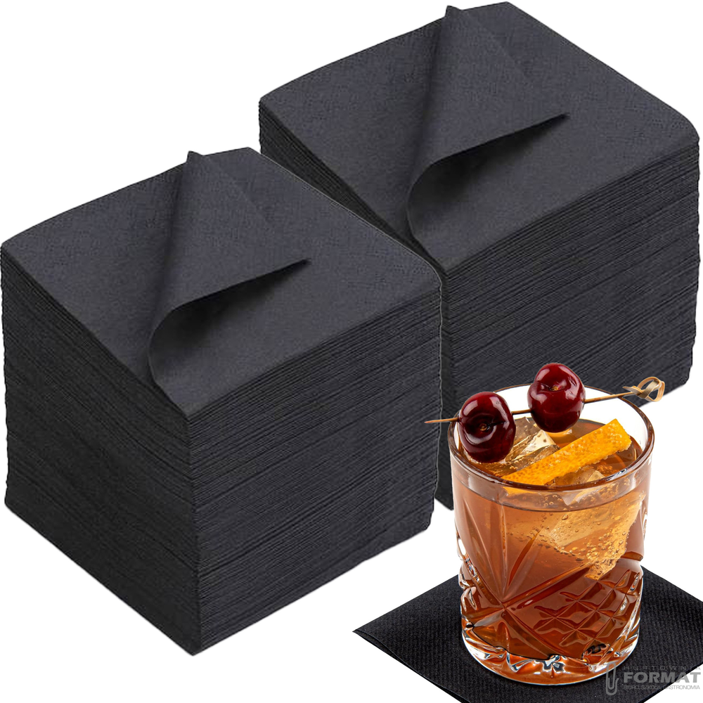 Serwetki czarne papierowe 2w PUNTO 20x20cm 1/4 cza 1