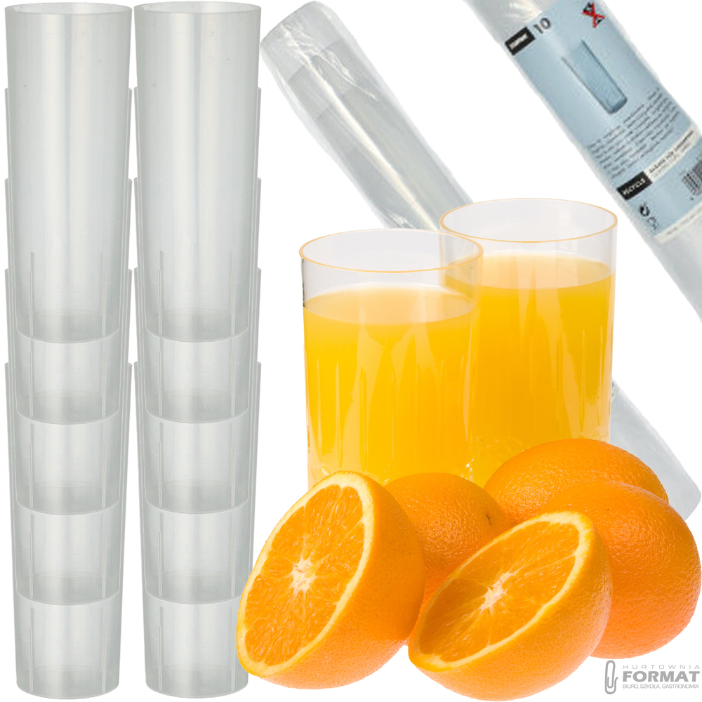 SZKLANKA DO DRINKÓW NAPOJÓW SOKÓW 10szt 300ml PP PLASTIKOWA  OKRĄGŁA 1