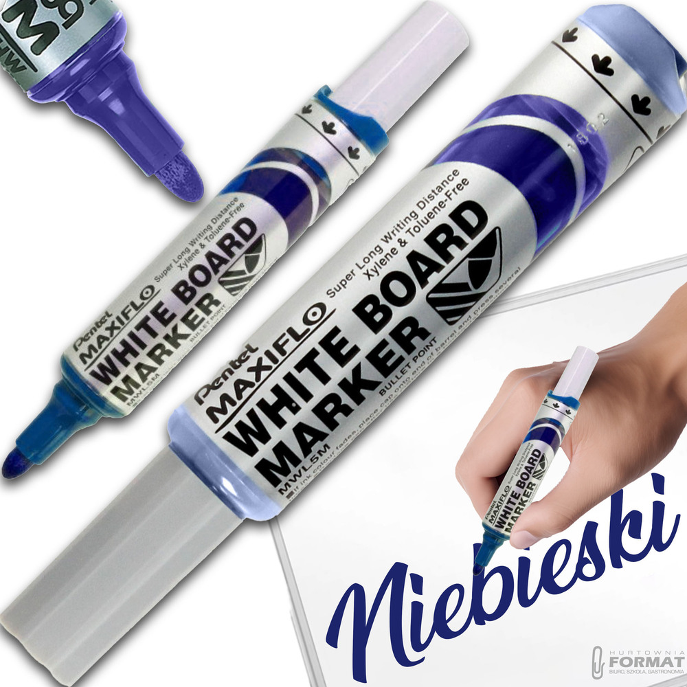 MARKER DO TABLIC SUCHOŚCIERALNYCH PENTEL MAXIFLO NIEBIESKI MWL5M TŁOCZEK 1