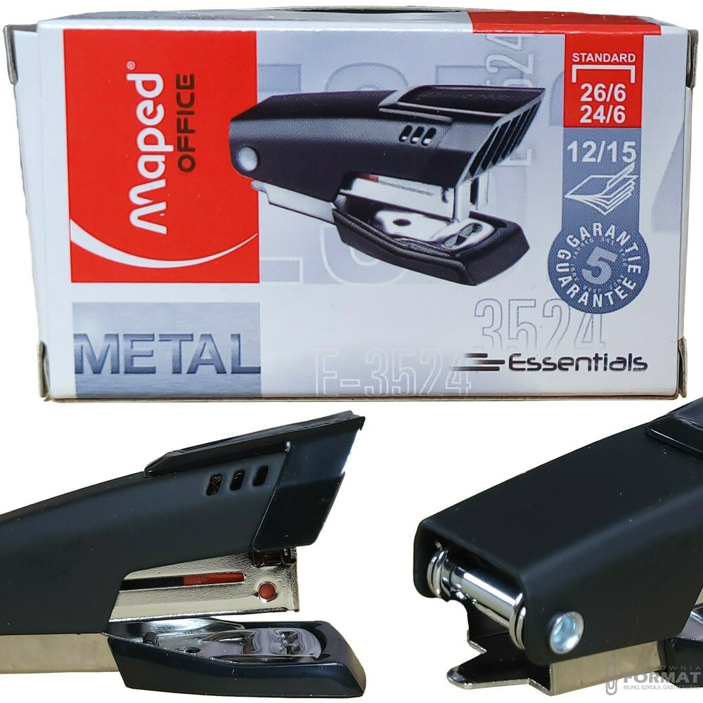 MINI ZSZYWACZ BIUROWY E-3524 METAL ESSENTIALS 24/6 ORAZ 26/6 MAPPED OFFICE 1