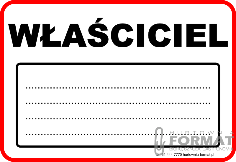 TABLICZKA LAMINOWANA A5 WŁAŚCICIEL 1