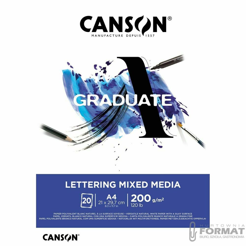 Blok artystyczny Canson Graduate Lettering Mixmedia A4 200g 20k (31250P028) 1
