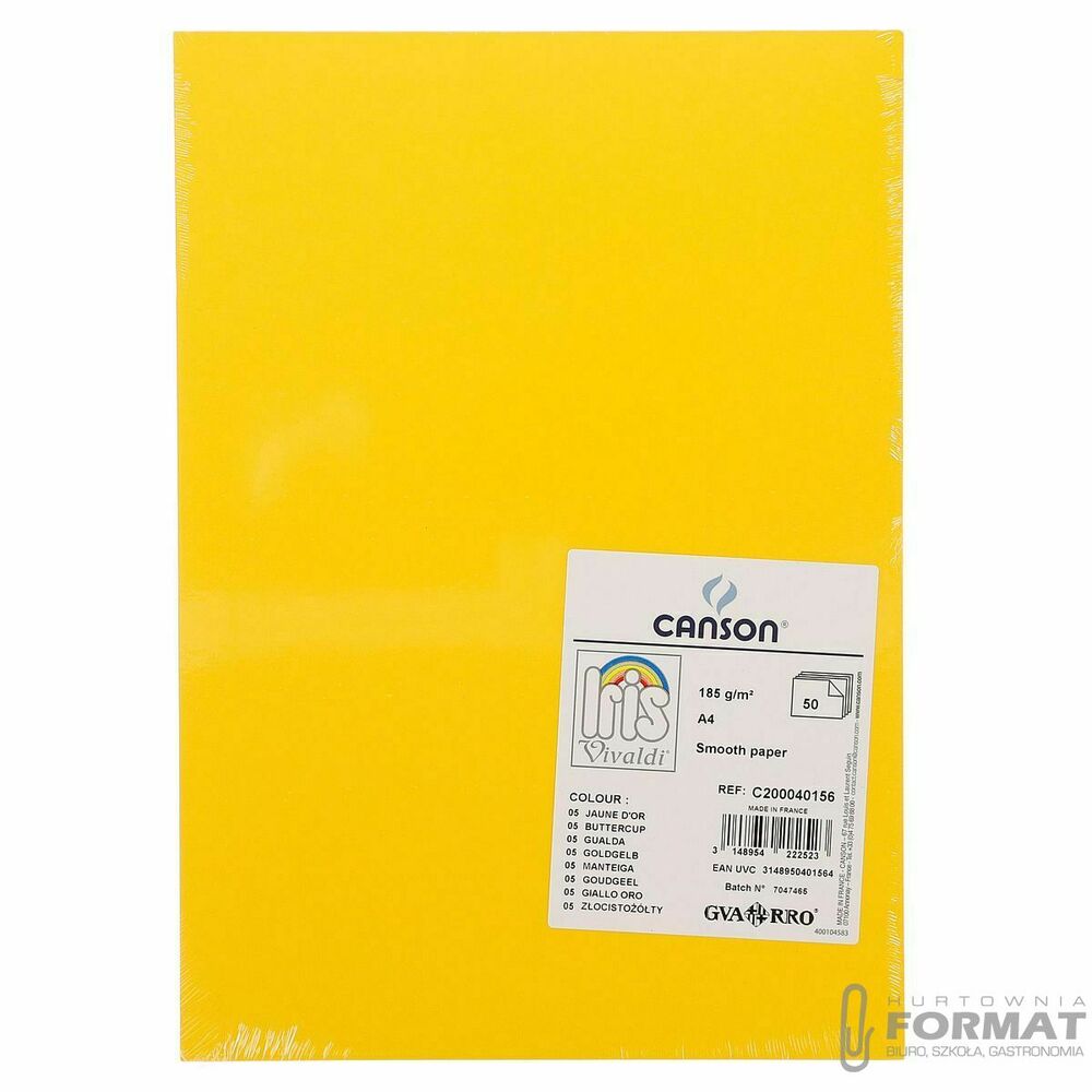 Brystol Canson A4 żółty 185g 50k (200040156) 1