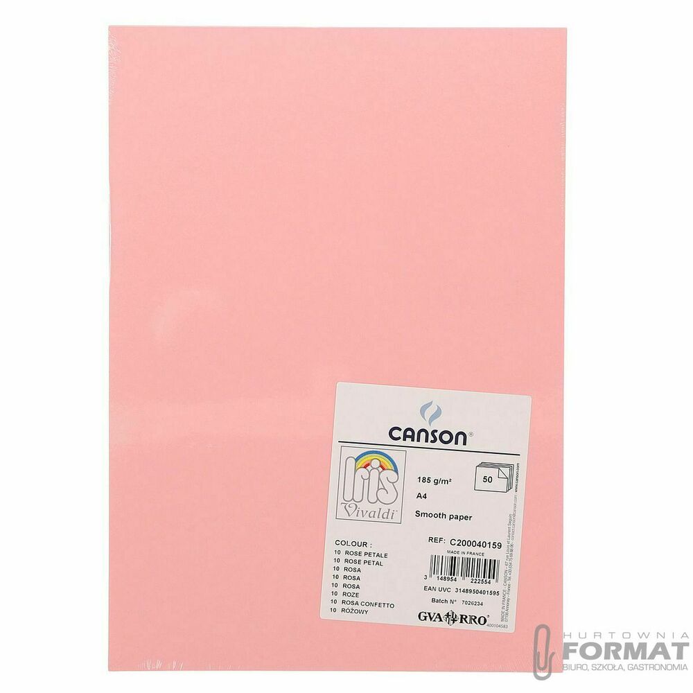 Brystol Canson A4 różowy 185g 50k (200040159) 1