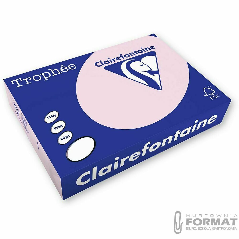Papier kolorowy Trophee kolorowy A4 różowy 160g (xca41017) 1