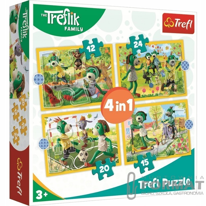 Puzzle 4w1 Wspólne zabawy Treflików. Rodzina Trefl 1