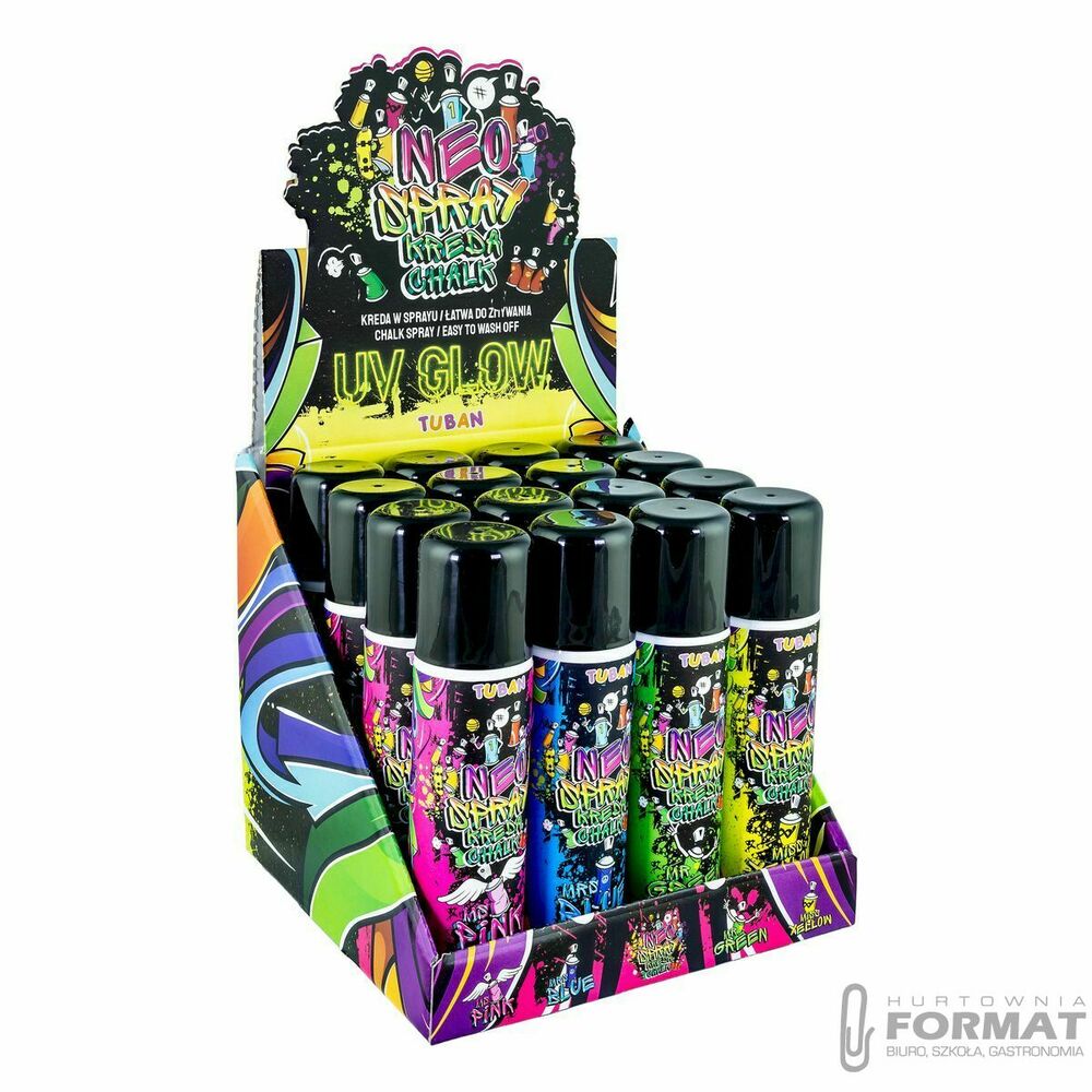 Kreda chodnikowa Tuban Neo Kreda spray 150 ml display 16szt. mix mix (TU3547) 16 sztuk 1