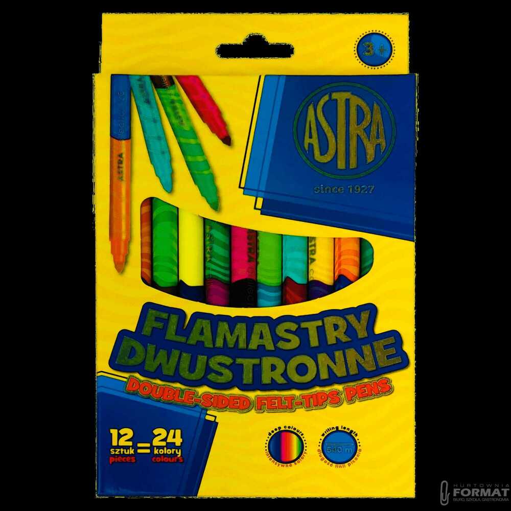 Flamastry dwustronne ASTRA 12 sztuk = 24 kolory 1