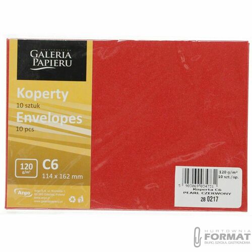Koperta Galeria Papieru pearl C6 czerwona (280217) 10 sztuk 1