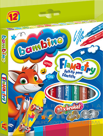 Bambino Flamastry brokatowe 12 kolorów 1