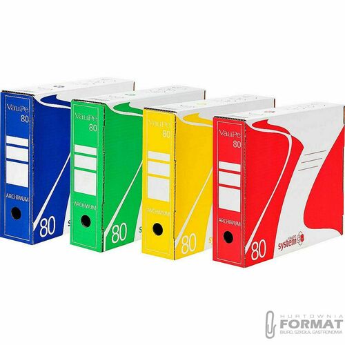 Pudło archiwizacyjne VauPe System 80 mm A4 niebieski tektura bezkwasowa [mm:] 330x290x 80 (434/03) 1